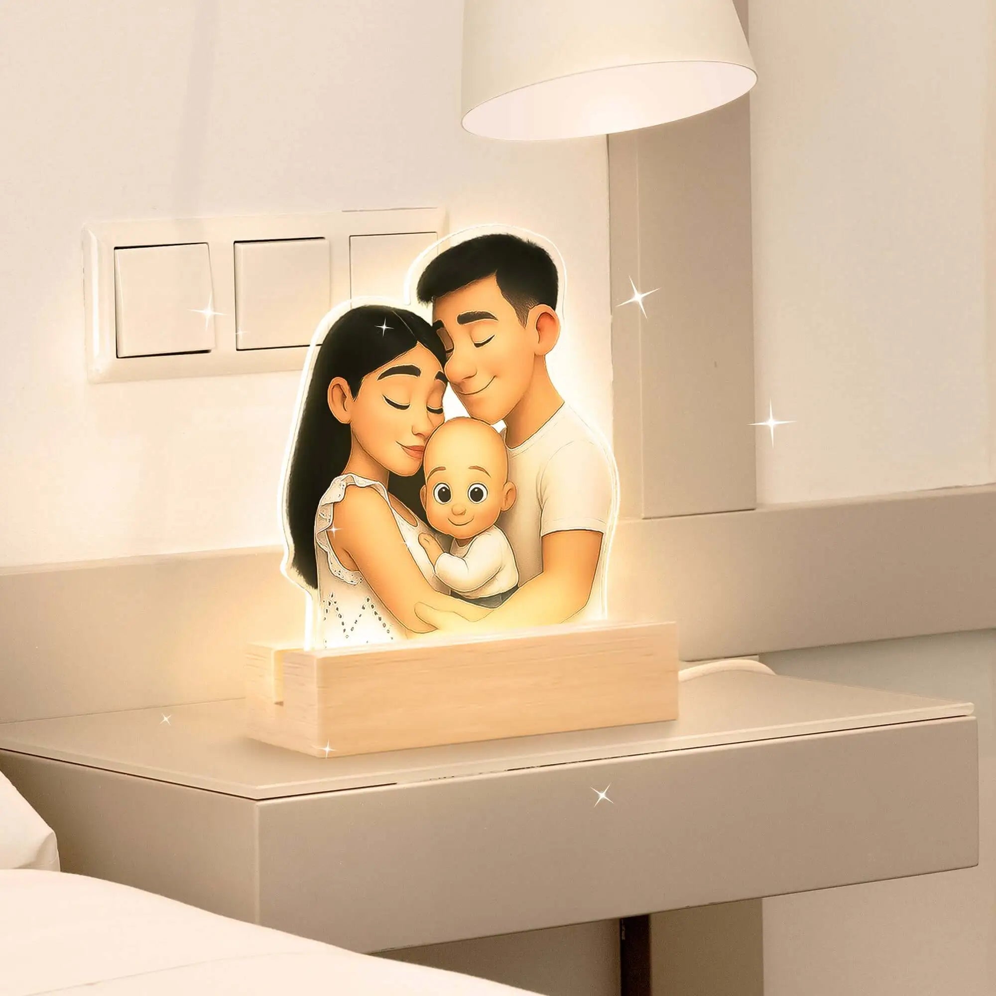 Lámpara Estilo CARICATURA con base de madera PARA MAMÁ