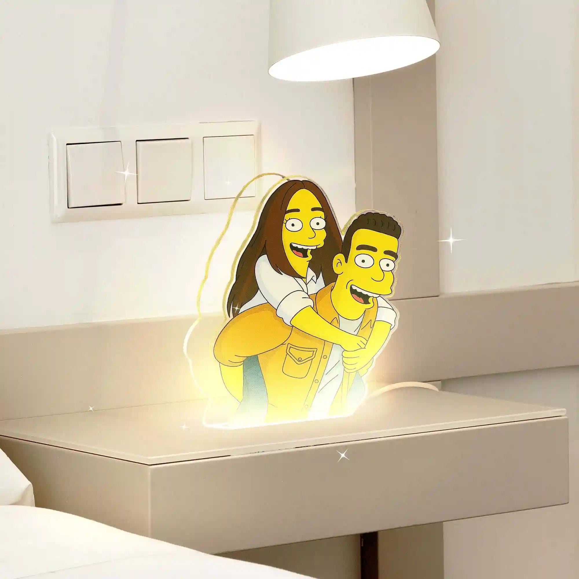 Lámpara metacrilato personalizada efecto 3D estilo Los Simpson para aniversario