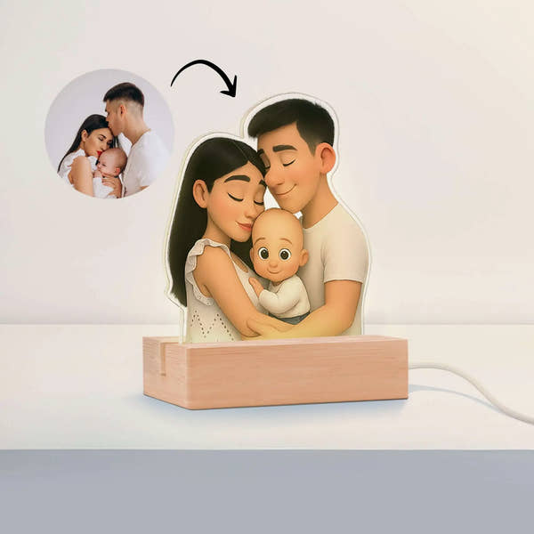 Lámpara Estilo CARICATURA con base de madera PARA MAMÁ