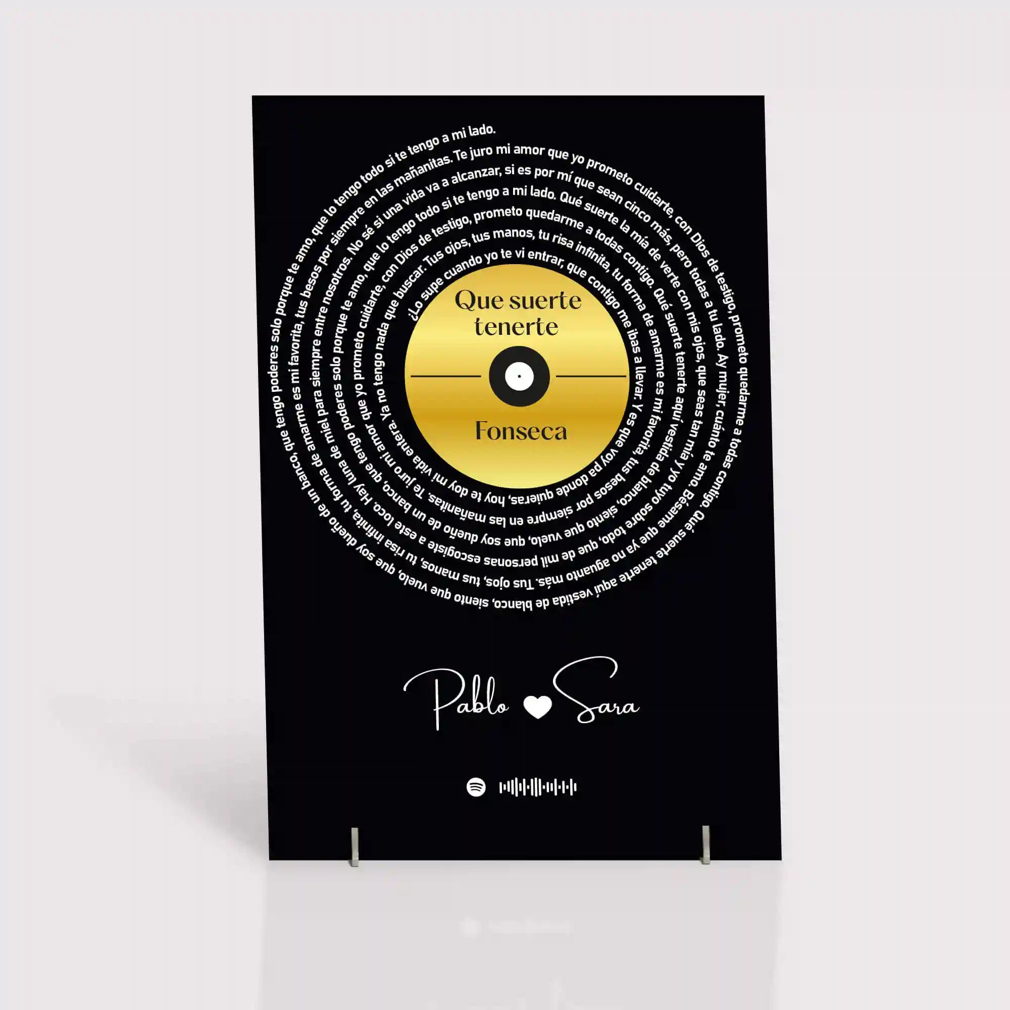 Cuadro con letra canción SPOTIFY para Aniversario