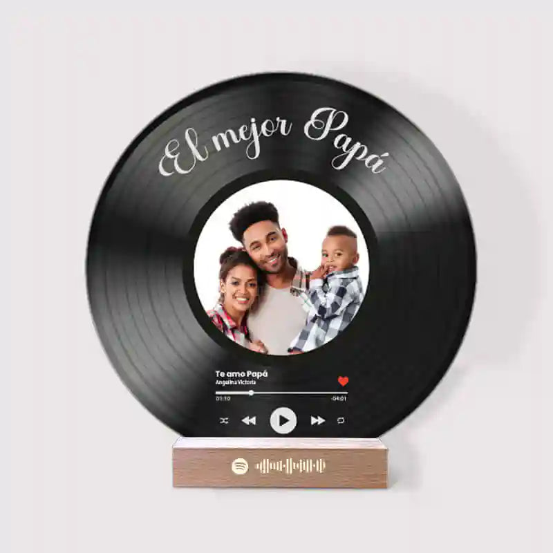 Tu disco de vinilo con tu foto y QR SPOTIFY para Papá