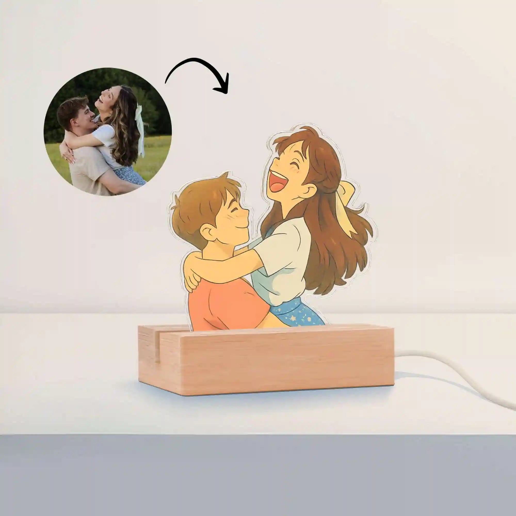 Lámpara estilo GHIBLI con base de madera para Aniversario