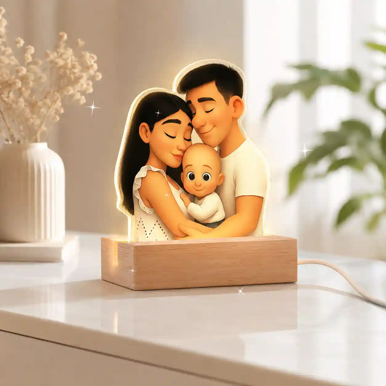Lámpara Estilo CARICATURA con base de madera PARA PAPÁ