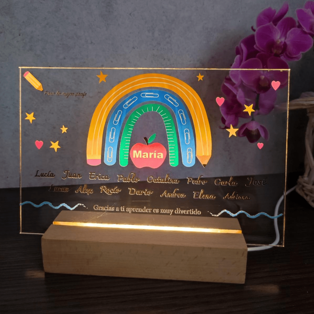 Lámpara personalizada "arco iris" con luz led - Personalizaregalo.com