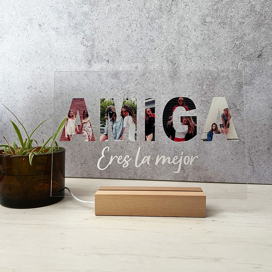 Lámpara Transparente Personalizada "AMIGA" - Personalizaregalo.com