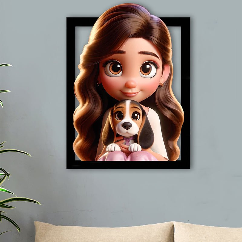 Metacrilato con foto personalizada de tu mascota en estilo de dibujos animados - Personalizaregalo.com