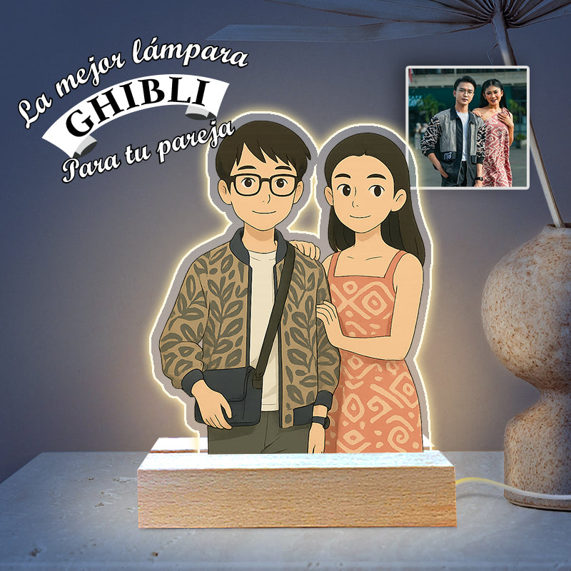 Lámpara estilo GHIBLI con base de madera