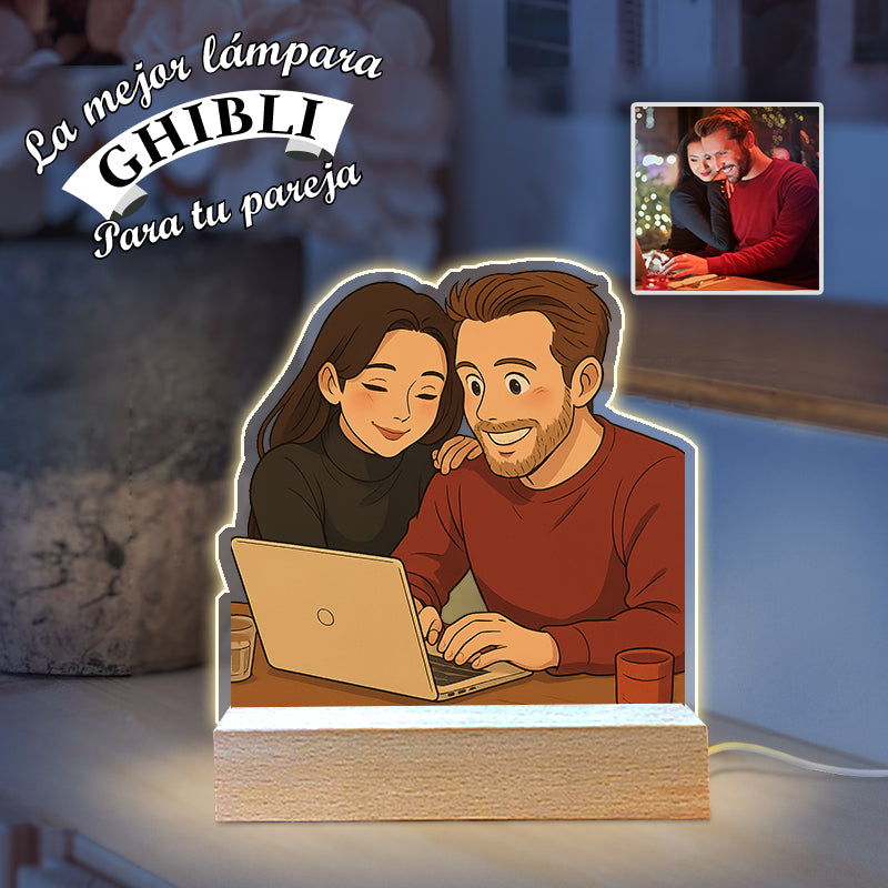 Lámpara estilo GHIBLI con base de madera