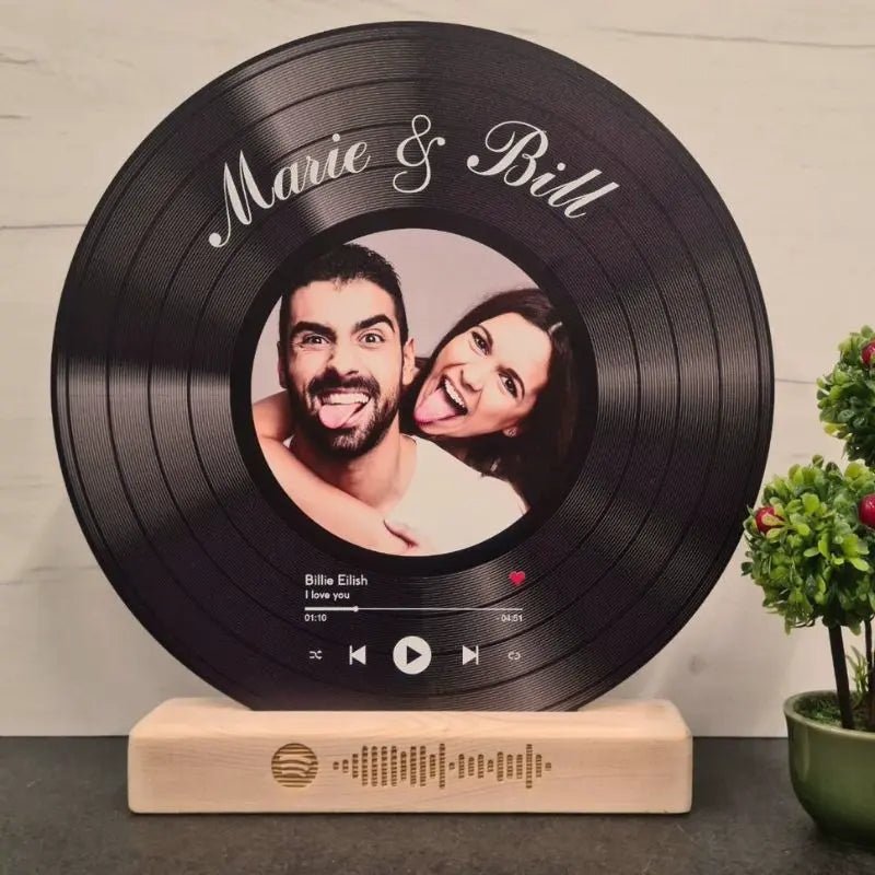 Tu Disco de Vinilo Con Tu Foto y QR Spotify - Personalizaregalo.com